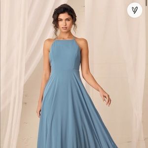 Lulu’s XS Mythical Kind of Love Slate Blue Maxi Dress